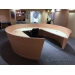 Round Maple Reception Desk w/ Glass Top Transaction Counter